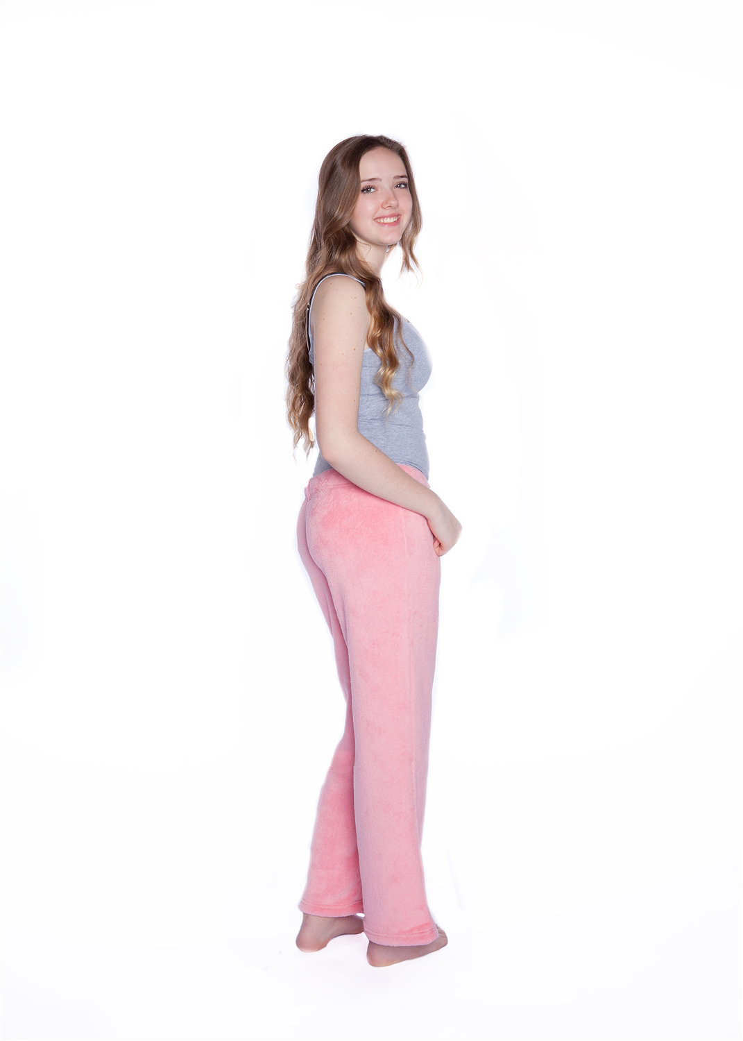 Pink fuzzy pajama online pants